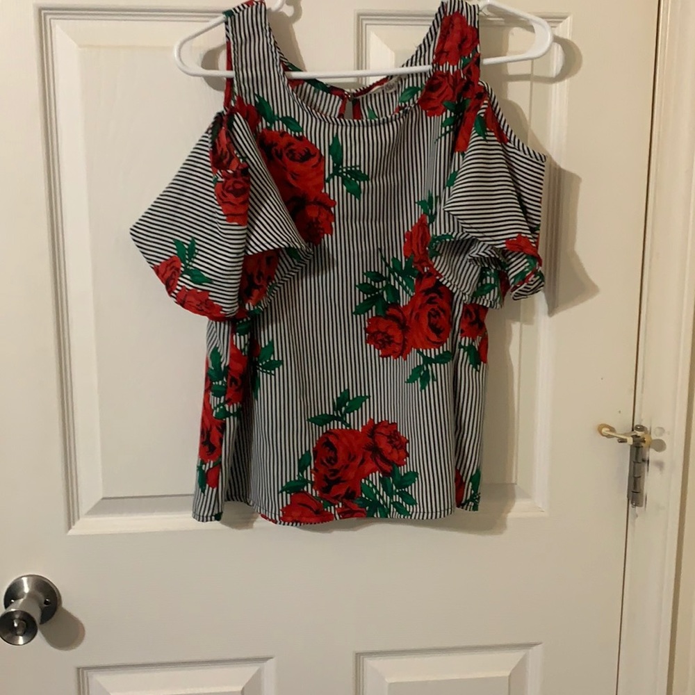 Mint blush off the shoulder shirt